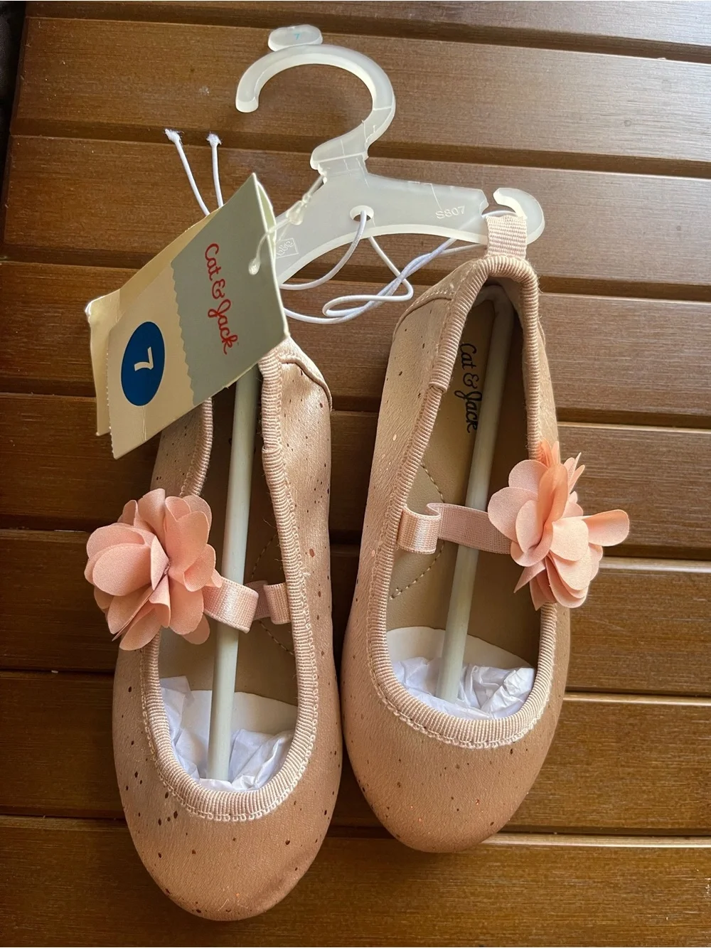 Cat & Jack Peach Floral Mary Jane Ballet Flats